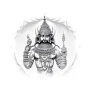 lord shani dev with mantra tattoo design idea