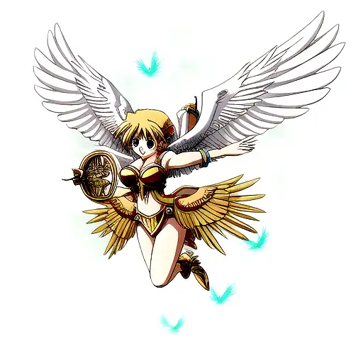 Winged goddess Nike tattoo design idea