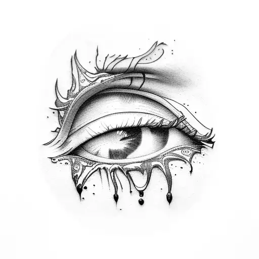 melted eyes tattoo design idea