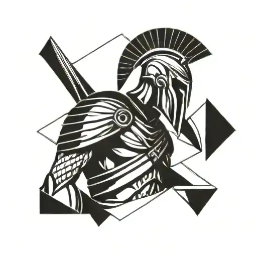 Spartan warrior facing tattoo design idea