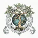 tree of life intertwined with Leo, Scorpio, Sagittarius and Capricorn zodiac signs tattoo design idea