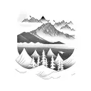 Lake Tahoe with mountains tattoo design idea