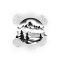 Lake Tahoe with mountains tattoo design idea