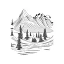 Lake Tahoe with mountains tattoo design idea