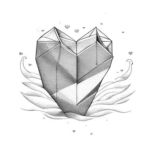 paper boat, heart, people outline/shadow, wave tattoo design idea