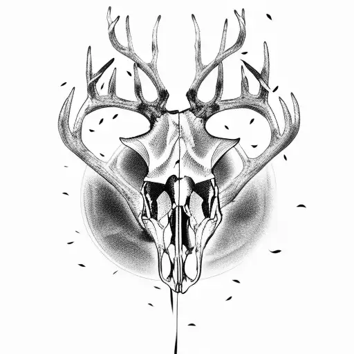 deer skull with goose and duck flying over tattoo design idea