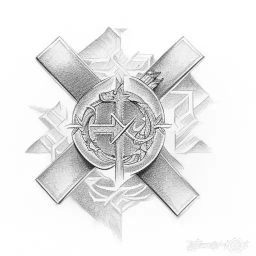 Christian Cross hope russia tattoo design idea