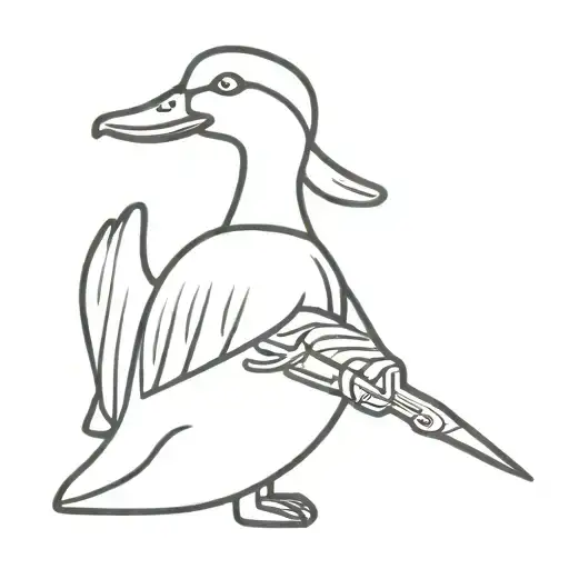 duck wirh army knife  tattoo design idea