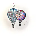 Hot air balloon around a bottle of Bombay gin tattoo design idea