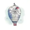 Hot air balloon around a bottle of Bombay gin tattoo design idea