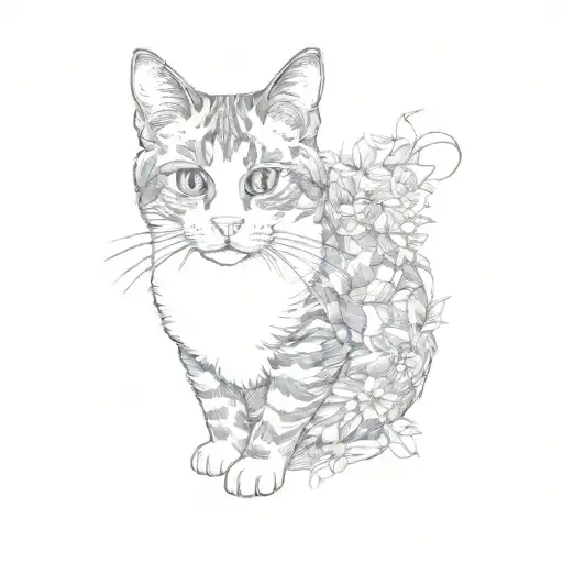 a calico cat tattoo design idea