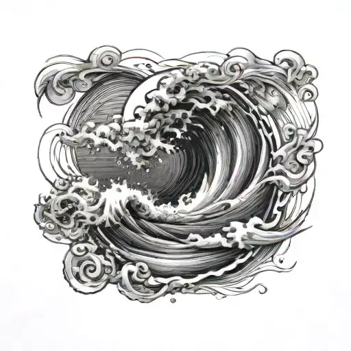 ocean wave and flying cardinal directions tattoo design idea
