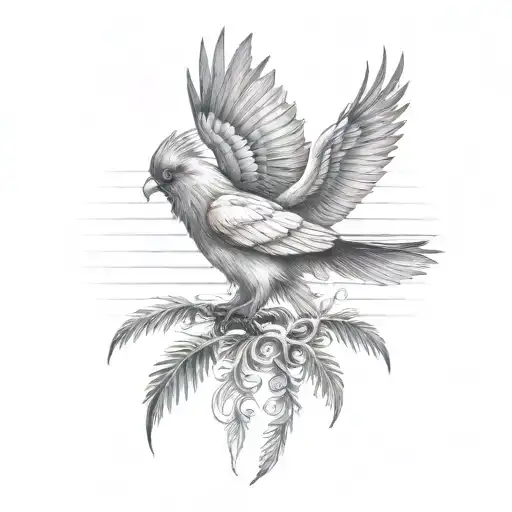 phoenix wings on a cardinal body  tattoo design idea
