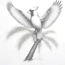 flying  cardinal and palm tree  tattoo design idea