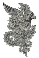 paisley pattern cardinal  tattoo design idea