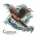 cardinal flying under an ocean wave  tattoo design idea