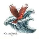 cardinal flying under an ocean wave  tattoo design idea