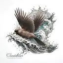 cardinal flying under an ocean wave  tattoo design idea