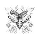 moth, skull, flowers  tattoo design idea
