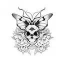 moth, skull, flowers  tattoo design idea