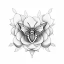 moth, skull, flowers  tattoo design idea
