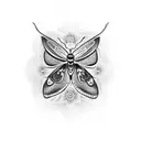 moth, skull, flowers  tattoo design idea