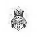 Bear with an axs and shield tattoo design idea