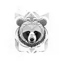 Bear with an axs and shield tattoo design idea