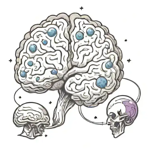 brain vs heart surrounded by solar system  tattoo design idea