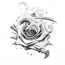 rose AND sword with skull   tattoo design idea