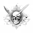 rose AND sword with skull   tattoo design idea