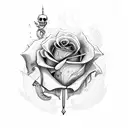 rose AND sword with skull   tattoo design idea