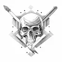 rose AND sword with skull   tattoo design idea