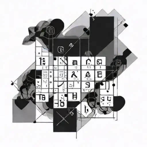 An abstract tattoo design inspired by the periodic table, incorporating elements related to the client's interests tattoo design idea