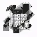 An abstract tattoo design inspired by the periodic table, incorporating elements related to the client's interests tattoo design idea