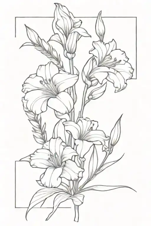gladiolus poppy and honeysuckle flowers tattoo design idea