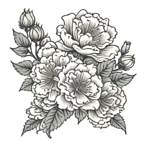 The Name Evelyn with daisys 4 carnations  tattoo design idea