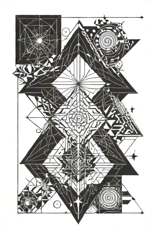 manifestation symbol merging with past,future,present symbol  tattoo design idea