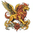 lion and phoenix tattoo design idea