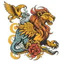 lion and phoenix tattoo design idea