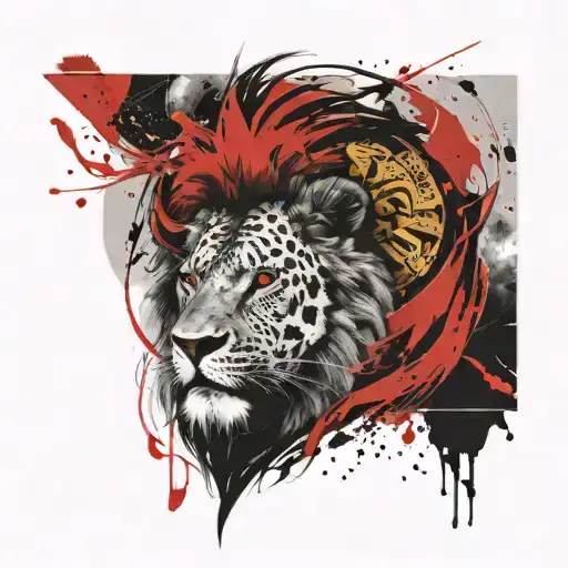 gladiator and lion tattoo design idea