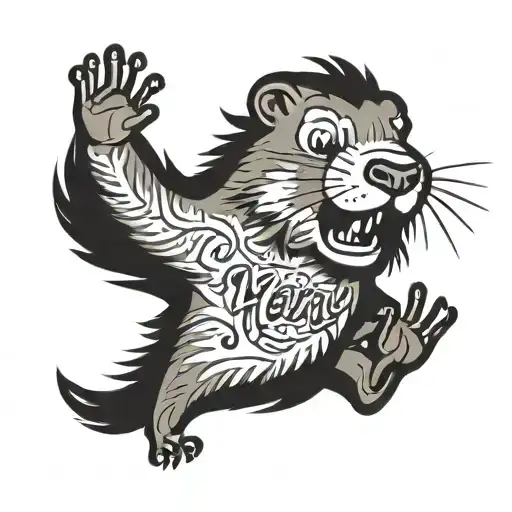  happy Screaming cartoon marmot with "Henry!?" written underneath tattoo design idea