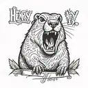 Screaming cartoon marmot with "Henry!?" written underneath tattoo design idea