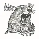 Screaming cartoon marmot with "Henry!?" written underneath tattoo design idea