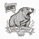 Screaming cartoon marmot with "Henry!?" written underneath tattoo design idea