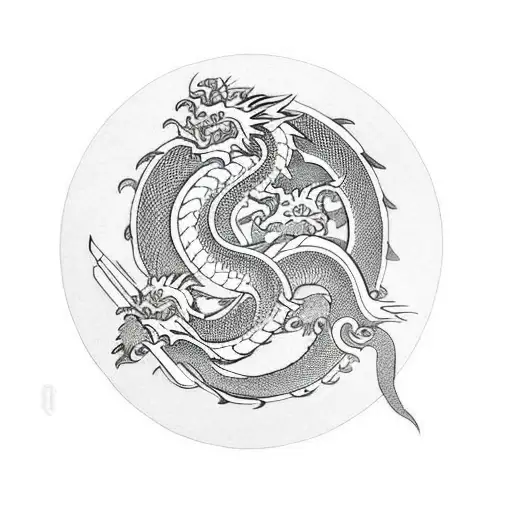 Dragon with samurai warrior tattoo design idea