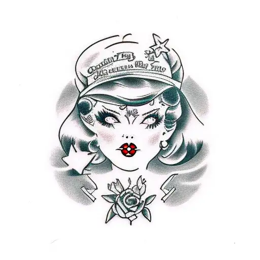 goth girl pin up titties  tattoo design idea