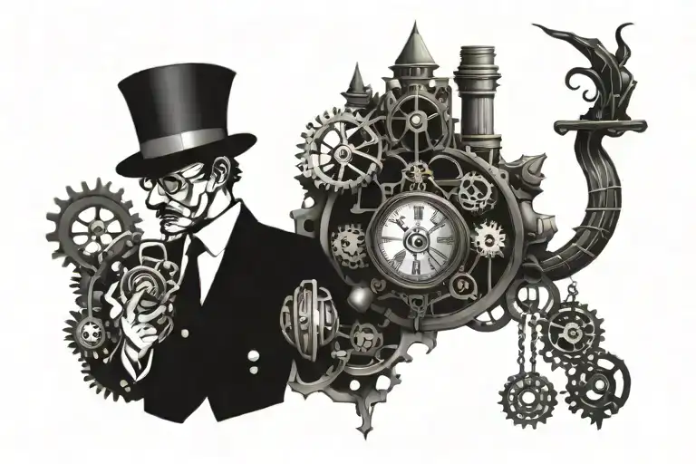steampunk inspired tattoo tattoo design idea
