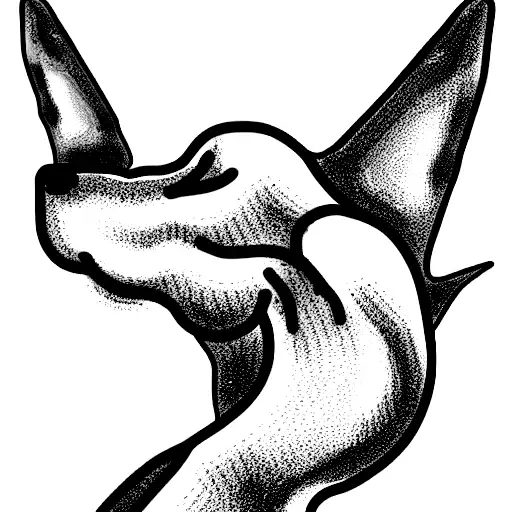 long haired dachshund dog dragon  tattoo design idea