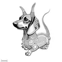 dachshund dog dragon  tattoo design idea